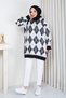 Women's Diamond Patterned Bearded Soft Textured Knitwear Tunic - 3