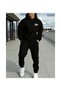 Printed Letter Hooded Top and Jogger Pants Tracksuit Set