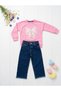 Girls' Seasonal Travel Set Stylish Model T-Shirt and Jeans Pants with Butterfly Pattern - 3