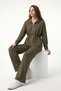Women's Hooded Striped Modal Fabric Sports Top and Bottom Sweatshirt Tracksuit Set Navy Blue - 6