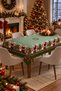 Green Christmas Tablecloth – Decorative New Year Tablecloth with Christmas Pattern