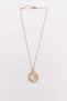 Moon and Star Model Zircon Stone Gold Color Stainless Steel Necklace - 3