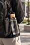 Glass Water Bottle 420 ml – Water Bottle with Bamboo Lid and Carrying Handle - 6
