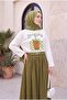 Matcha Printed Crew Neck Oversize 2 Thread Combed Cotton Sweatshirt -Ecru