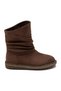 Women's Brown Suede Bellows Boots with Stone Detail, Flat Sole, Comfortable Daily Ankle Boots - 2