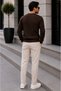Crew Neck Men's Thick Ribbed Basic Sweater - 3
