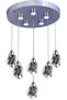 Crystal 6-Piece Chrome Pendant Lamp with Remote Control, 3 Color Light Features, Dimmer, Modern Pendant Lamp, Led Chandelier, Living Room Kitchen Chandelier - 2