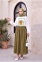 Matcha Printed Crew Neck Oversize 2 Thread Combed Cotton Sweatshirt -Ecru - 4