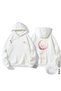 Unisex White Loose Fit Hooded Sweatshirt with Inner Pockets, Warm Hoodie