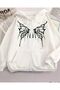 Unisex White Off-Shoulder Oversize Hooded Casual Sweatshirt with Kangaroo Pocket