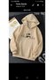 Unisex Beige Kangaroo Pocket Thick Fabric Oversize Hooded Sweatshirt Hoodie