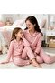 Mother-Daughter Matching Women & Kids Pajama Set Long Sleeve Buttoned Pink Patterned Stylish Comfortable Soft Fabric (Sold Separately) - 4
