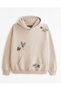 Unisex Beige Hooded Oversize Sweatshirt Comfortable Fit Cotton with Fleece Inside