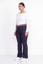 Women's Navy Blue Seasonal High Waist Belted Spanish Flare Pants with Accessories - 3