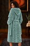 Unisex Rashell Jacquard Hooded Bathrobe – Soft Plush Textured Belted Robe with Pockets for Women and Men, Bath and Home Robe - 4