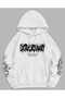 Unisex White Relaxed Fit Hooded Kangaroo Pocket Thick Sweatshirt