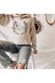 Unisex Beige Hooded Oversize Sweatshirt Comfortable Fit Cotton with Fleece Inside