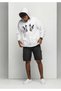Unisex White Off-Shoulder Oversize Hooded Casual Sweatshirt with Kangaroo Pocket