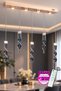 Noa 5 Row Gold Controlled Modern Pendant Lamp with 3 Color Light Features and Dimmer Led Chandelier Living Room Kitchen Dining Table Chandelier