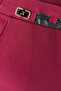 Women's Burgundy Seasonal High-Waisted Pants with Accessories and Stones, Adjustable Waist - 5