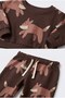 Children's Cotton Fox Patterned Brown Sweatshirt and Sweatpants Set - 3