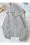Unisex Gray 3 Thread Threaded Oversize Hooded Sweatshirt Basic Comfortable Cut