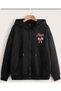 Unisex Black Streetwear Oversize Hooded Casual Cotton Sweatshirt with Pockets