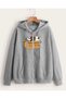 Unisex Gray Streetwear Oversize Hooded Casual Cotton Sweatshirt with Pockets