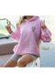 Unisex Pink Loose Fit Hooded Sweatshirt with Inner Pockets, Warm Hoodie