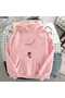 Unisex Pink 3 Thread Threaded Oversize Hooded Sweatshirt Basic Comfortable Cut