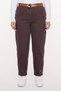 Women's Brown Winter Denim Trousers with Belted Legs and Pocket Detail, Accessory and Stone Decorations - 3