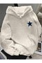 Unisex Gray Low Shoulder Oversize Hooded Casual Sweatshirt with Kangaroo Pocket