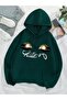 Unisex Green Hooded Oversize Sweatshirt Comfortable Fit Cotton with Fleece Inside