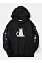 Unisex Black Hooded Oversize Sweatshirt Comfortable Fit Cotton with Fleece Inside