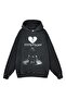 Unisex Anthracite Vintage Effect Washed 3 Thread Hooded Sweatshirt Relaxed Fit