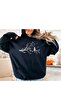Unisex Black 3 Thread Threaded Oversize Hooded Sweatshirt Basic Comfortable Cut