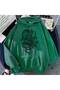 Unisex Green Kangaroo Pocket Thick Fabric Oversize Hooded Sweatshirt Hoodie