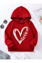 Unisex Red 3 Thread Threaded Oversize Hooded Sweatshirt Basic Comfortable Cut
