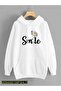 Unisex White 3 Thread Raster Oversize Hooded Sweatshirt Basic Comfortable Cut