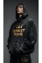 Unisex Anthracite Vintage Washed Oversize Hooded Sweatshirt Streetwear Hoodie