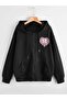 Unisex Black Casual Cut Hooded Sweatshirt with Inner Pockets, Warm Hoodie