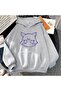 Unisex Gray Low Shoulder Oversize Hooded Casual Sweatshirt with Kangaroo Pocket