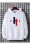Unisex White Loose Fit Hooded Sweatshirt with Inner Pockets, Warm Hoodie
