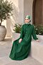 Haki̇m Collar Half Buttoned Alaçati Model Tesettür Plain Viscose Dress - 2