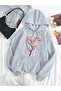 Unisex Gray 3 Thread Threaded Oversize Hooded Sweatshirt Basic Comfortable Cut