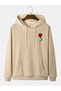 Unisex Beige Kangaroo Pocket Thick Fabric Oversize Hooded Sweatshirt Hoodie