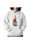 Unisex White Streetwear Oversize Hooded Casual Cotton Sweatshirt with Pockets