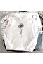 Unisex White Streetwear Oversize Hooded Casual Cotton Sweatshirt with Pockets