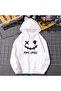 Unisex White Off-Shoulder Oversize Hooded Casual Sweatshirt with Kangaroo Pocket