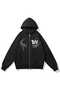 Unisex Black 3 Thread Threaded Oversize Hooded Sweatshirt Basic Comfortable Cut